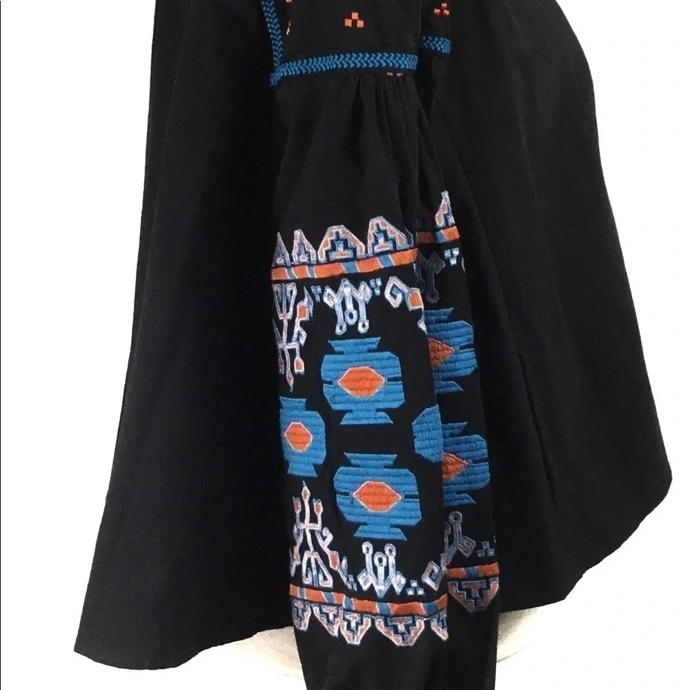 Puff‎ sleeve embroidered boho tie front jacket top